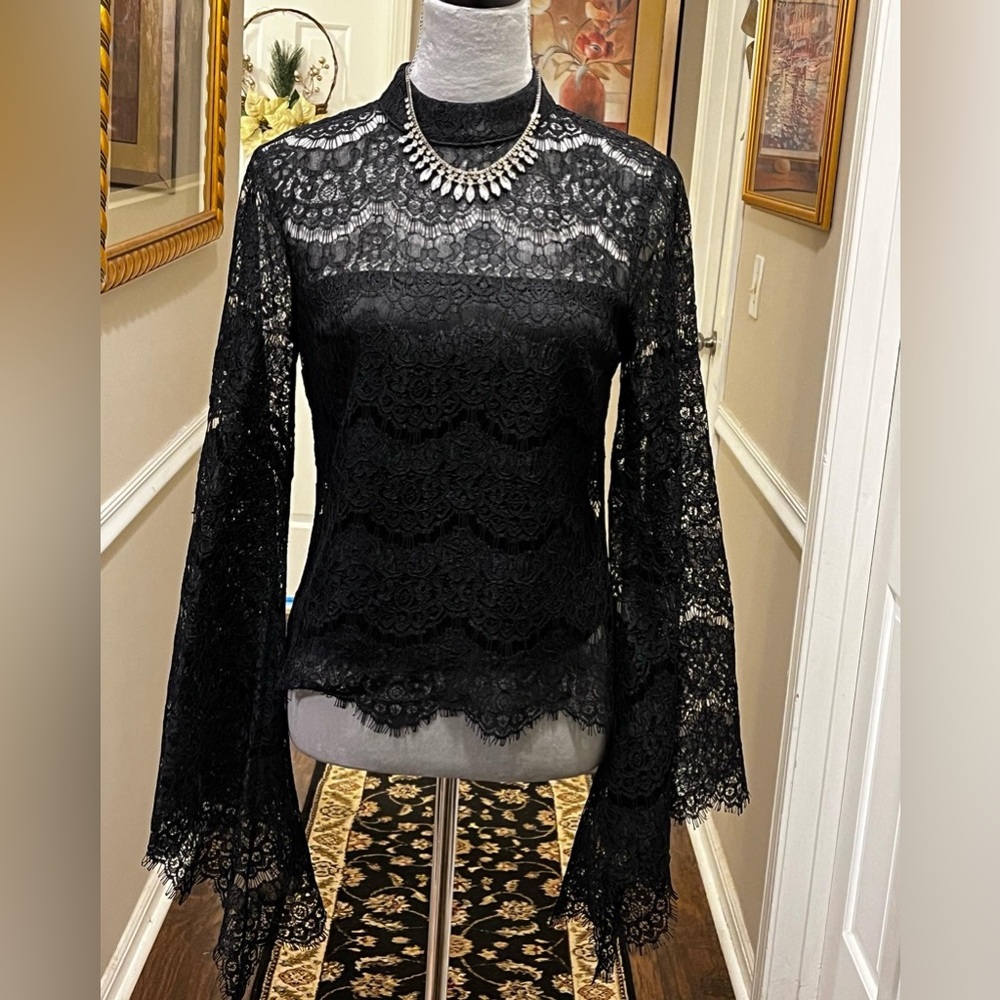 Beautiful Black, Long Sleeve, Lace Blouse.